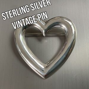 🌸Sterling Silver 925 Vintage Chunky Heart Pin